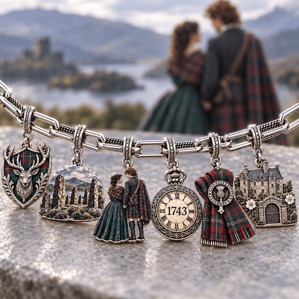 OLD Silver Charm Bracelet Set NTVA