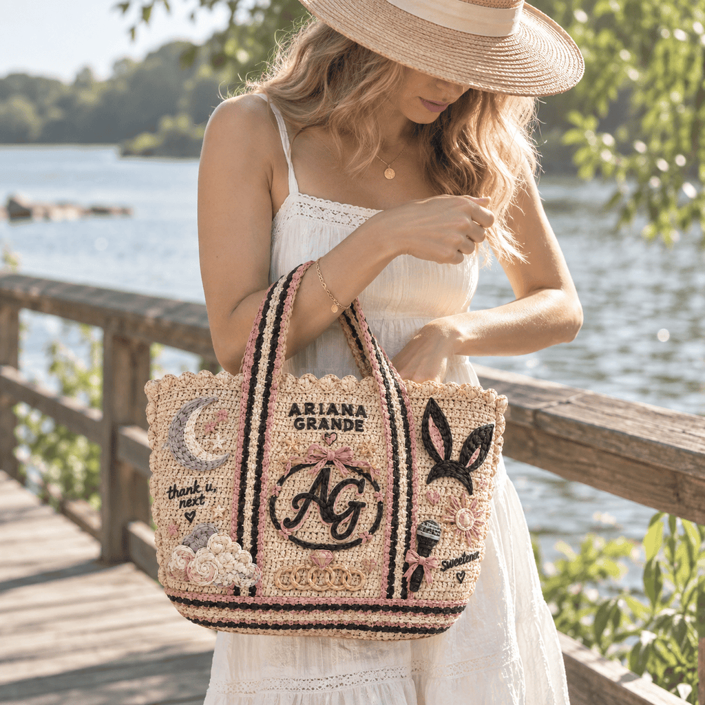 ARG Straw-Style Embellished Tote Bag DNBN