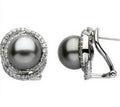 Jewelry Free Shipping  charming pair of 10mm south sea black pearl earring