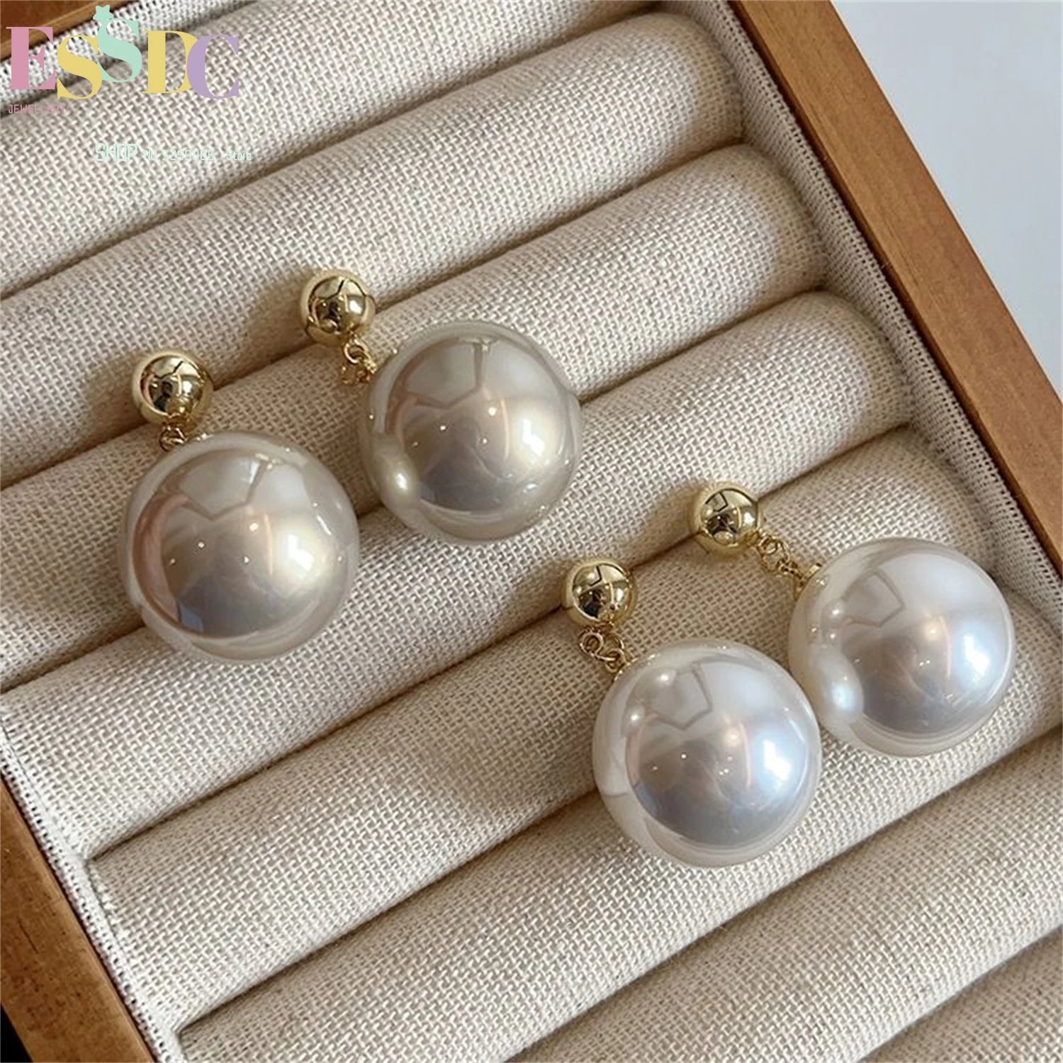 Large Pearl Earrings For Women Elegant Unique Metal Ear Studs Instagram Style Minimalist Statement Jewelry